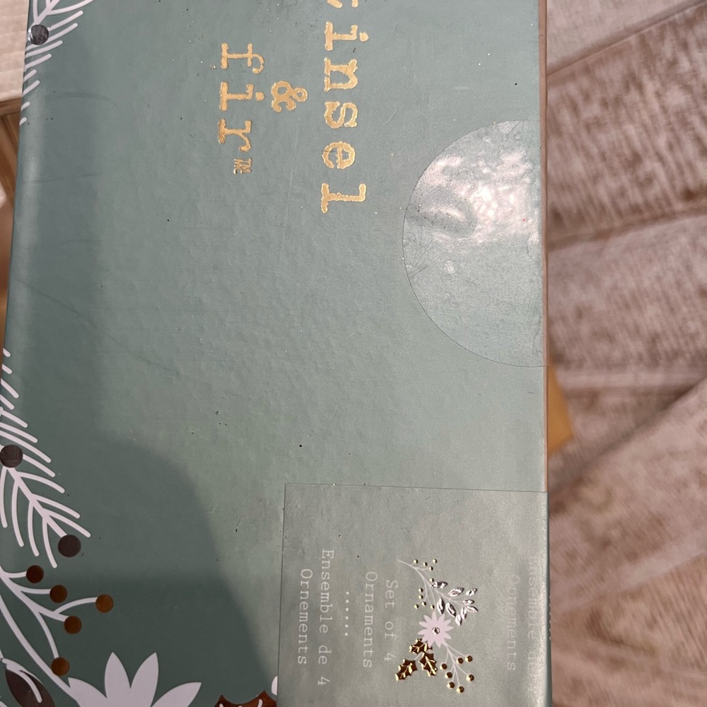 Tinsel & Fir Set of 4 Silver Holiday Ornaments - New in Original Box - Picture 2 of 3